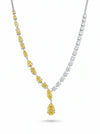 Single Line Yellow Pear and Round Lab Grown Diamond Necklace