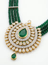 Statement Lab Grown Diamond Pendant Necklace with Emerald Beads