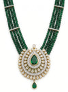 Statement Lab Grown Diamond Pendant Necklace with Emerald Beads