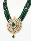 Statement Lab Grown Diamond Pendant Necklace with Emerald Beads