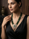 Statement Lab Grown Diamond Pendant Necklace with Emerald Beads