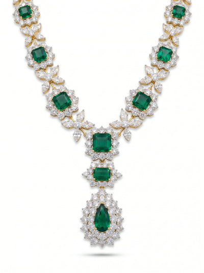 Majestic Emerald and Lab Grown Diamond Necklace