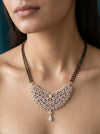Stylish Lab Grown Diamond MangalSutra black bead chain With Diamond Pendant