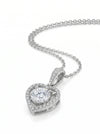 Heart Shape Lab Made Diamond Halo Pendant with Chain