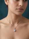 Heart Shape Lab Made Diamond Halo Pendant with Chain