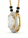Round Halo Lab Grown Diamond Mangalsutra Pendant – Elegant Modern Design in Yellow Gold