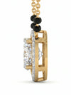 Round Halo Lab Grown Diamond Mangalsutra Pendant – Elegant Modern Design in Yellow Gold