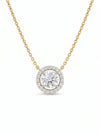 1.28 CT D VS1 IGI Round Shape Halo Diamond Pendant with Chain