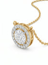 1.28 CT D VS1 IGI Round Shape Halo Diamond Pendant with Chain