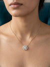 1.28 CT D VS1 IGI Round Shape Halo Diamond Pendant with Chain