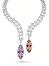 Lab Grown Diamond Open collar Necklace with Ametirne Stone