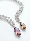 Lab Grown Diamond Open collar Necklace with Ametirne Stone