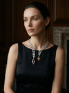 Lab Grown Diamond Open collar Necklace with Ametirne Stone