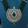 Statement Lab Grown Diamond Pendant Necklace with Emerald Beads