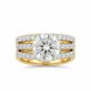 3 Carat Lab-Grown Diamond Solitaire Ring – Triple Row Pave Shank in Gold
