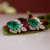 "Royal Bloom Emerald Earrings", Lab Grown Diamond Earring