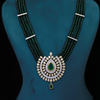 Statement Lab Grown Diamond Pendant Necklace with Emerald Beads