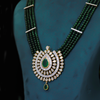 Statement Lab Grown Diamond Pendant Necklace with Emerald Beads