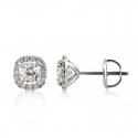 3.20 Cushion Cut Lab Grown Diamond Stud Earrings - 18kt Gold