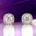 3.20 Cushion Cut Lab Grown Diamond Stud Earrings - 18kt Gold