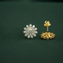 Solitaire Double Halo Style Ear Studs With Lab Grown Diamond - 18kt Gold