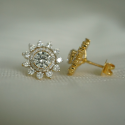 Solitaire Double Halo Style Ear Studs With Lab Grown Diamond - 18kt Gold