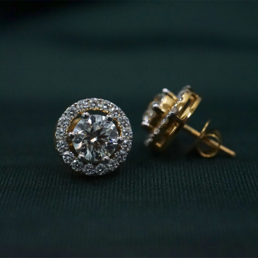 Solitaire Halo style Detachable Ear Studs With CVD Diamonds