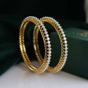 Glamorous Lab Created Openable Diamond Bangles In 18k Yellow Gold 