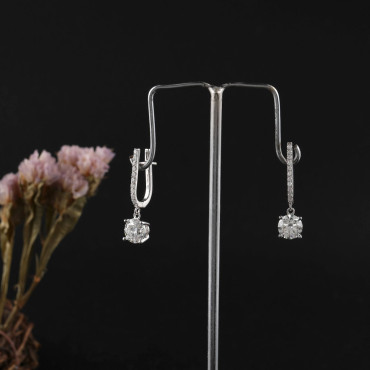 Solitaire Dangling Earrings with Lab Grown Diamond-18kt yellow gold