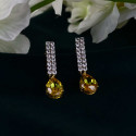 3.2 CT Round And Pear Cut Lab Grown Diamond Dangle Earrings