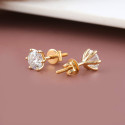 Vintage Solitaire Stud Earrings with Lab Grown Diamond-18kt yellow gold