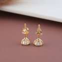 Vintage Solitaire Stud Earrings with Lab Grown Diamond-18kt yellow gold