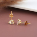 Vintage Solitaire Stud Earrings with Lab Grown Diamond-18kt yellow gold