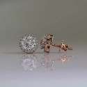 Round Brilliant Cut Lab Grown Diamond Halo Wedding Earrings