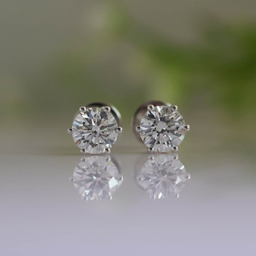 1.5 CT Each Round Shape Lab Grown Diamond Solitaire Earring Studs