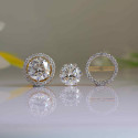 Detachable Round Brilliant Cut Lab Grown Diamond Halo Earrings