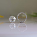 Detachable Round Brilliant Cut Lab Grown Diamond Halo Earrings