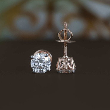 Round Cut Lab Grown Diamond Studs Earrings