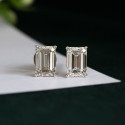 Emerald Shaped Solitaire diamond Earstuds