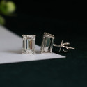 Emerald Shaped Solitaire diamond Earstuds