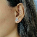 Marquise Shaped Lab Created White Gold Floral Leaves Design Studs Earrings 