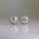 Our Lab Created White Gold Diamond Halo Studs Earrings 