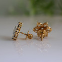 Stunning Floral 18k Yellow Gold and Lab Created Diamond Stud Earrings
