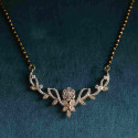 Floral Yellow Gold Round Cut Cluster Diamond Mangalsutra