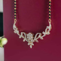 Floral Yellow Gold Round Cut Cluster Diamond Mangalsutra