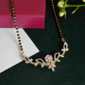 Floral Yellow Gold Round Cut Cluster Diamond Mangalsutra