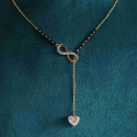 Beautiful Lab Created Long Chain Heart Diamond Mangalsutra in 18k Yellow Gold 