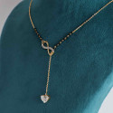 Beautiful Lab Created Long Chain Heart Diamond Mangalsutra in 18k Yellow Gold 