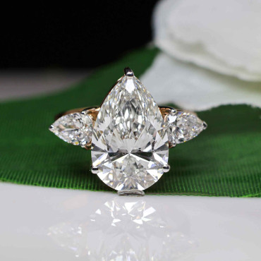 Pear Cut Certified Lab Diamond Three Stone Ring