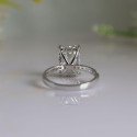 Emerald Cut Lab Grown Diamond Hidden Halo Wedding Ring 